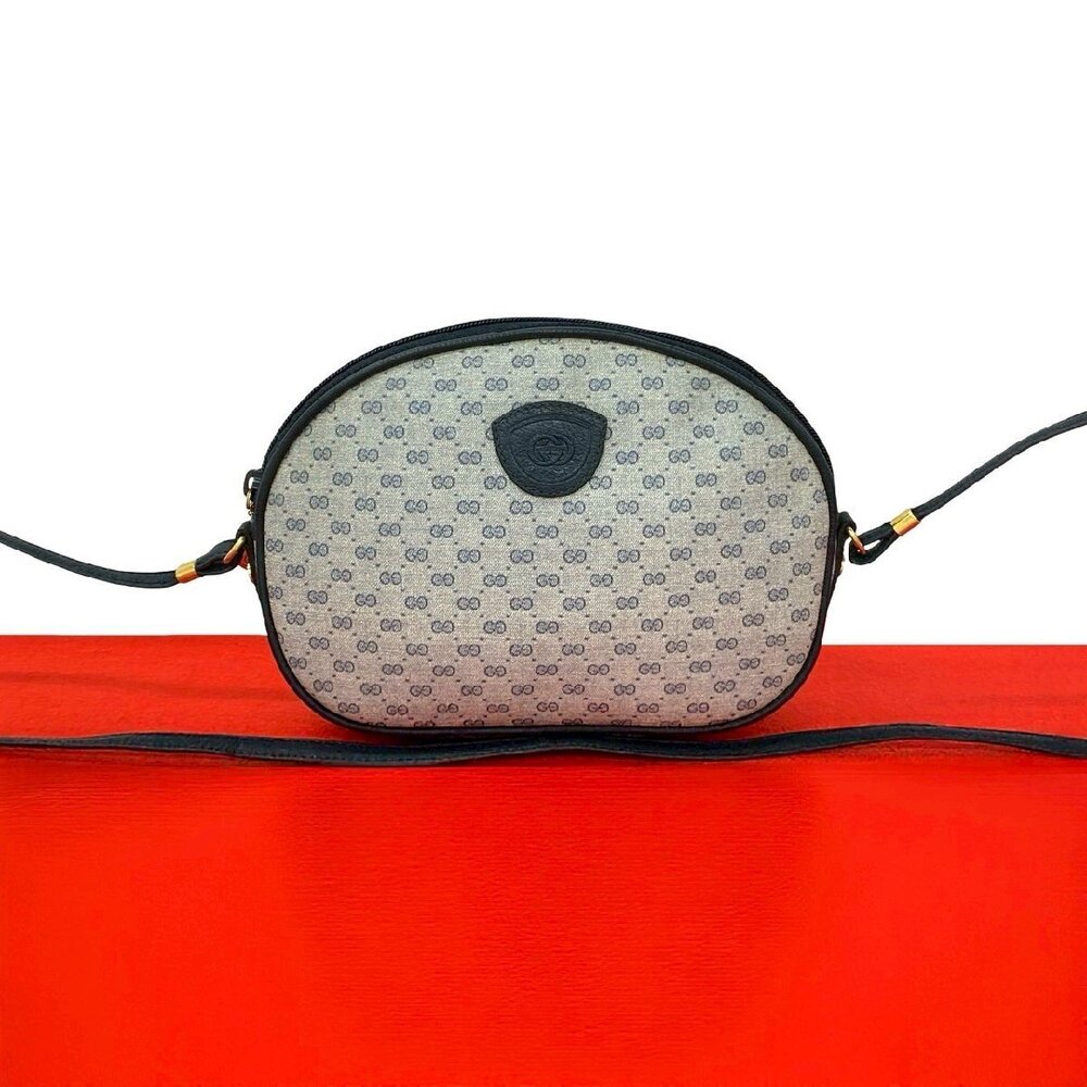 GUCCI GG leather shoulder bag Clutch sacoche Navy Blue